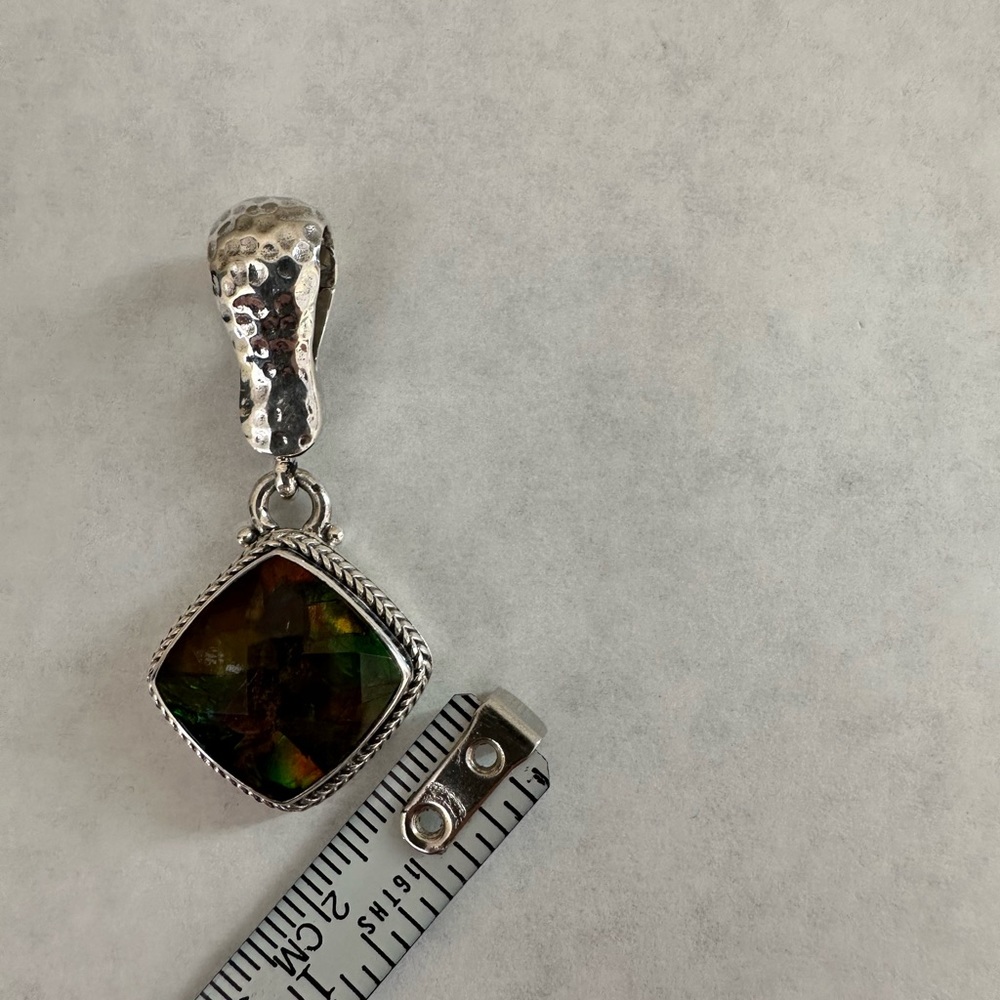 Sarda Ammolite Silver Enhancer. 1.75” drop. .75” wide. - Picture 10 of 11